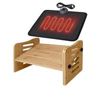 Myplace Bamboo Adjustable Under Desk Footrest with Heating Pad - Warm Ergonomic Foot Rest with 7-Level Adjust, Slanted Foot Rest Stool for Home Office Kitchen Bedroom (Burlywood)