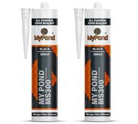 MyPond MS300 Marine Sealant Black, Window Sealer, Pond Sealer for Leaks Concrete Glass Metal, MS Polymer Adhesive 4x Stronger than Aquarium Silicone Caulking, Pond Liner Adhesive, 300ml, 2pack