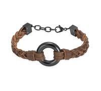 MYPOWER Circle of Life Urn Cremation Bracelet for Ashes Memorial Jewelry Brown Leather Wrist Band Bangle Funeral Keepsake-Black