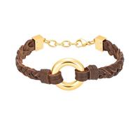 MYPOWER Circle of Life Urn Cremation Bracelet for Ashes Memorial Jewelry Brown Leather Wrist Band Bangle Funeral Keepsake-Gold