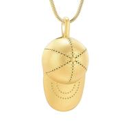 MYPOWER Cowboy Hat Cremation Necklace For Ashes Sand Blast Stainless Steel Memorial Urn Jewelry Women Men Keepsake Pendant-Golden