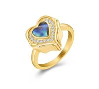 MYPOWER Cremation Jewelry for Ashes Heart Urn Ring for Women Cremation Ring Holds Loved Ones Ashes （Size 6-10-10-Gold