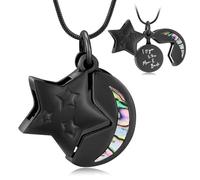 MYPOWER Cremation Jewelry for Ashes Star Moon Urn Necklaces Memorial Pendant Keepsake Gifts Funeral Ashes Holder Collarbone Necklace-Black