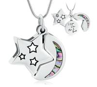 MYPOWER Cremation Jewelry for Ashes Star Moon Urn Necklaces Memorial Pendant Keepsake Gifts Funeral Ashes Holder Collarbone Necklace-Silver