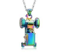 MYPOWER Cremation Jewelry Tractor Urn Pendant Necklace for Ashes for Men Memorial Keepsake Ashes Holder-Rainbow