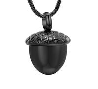MYPOWER Cremation Jewelry Urn Necklace for Ashes Pendant Stainless Steel Acorn Urn Locket Ashes Keepsake Memorial Jewelry-black