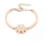 MYPOWER Free Engraved Memorial Ashes Bracelet Stainless Steel Paw Print Urn Adjustable&Customized For Ashes Women Men Cremation Bangle-Rose gold-22cm