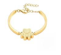 MYPOWER Free Engraved Memorial Ashes Bracelet Stainless Steel Paw Print Urn Adjustable&Customized For Ashes Women Men Cremation Bangle-Gold-18cm