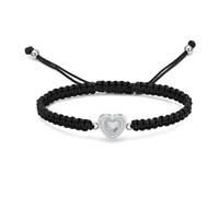 MYPOWER Glass Heart Urn Bracelet for Ashes Cremation Memorial Jewelry Braided Rope Adjustable Bracelets Keepsake Gift for Women-Silver