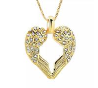 MYPOWER Guardian Angel Wing Heart Cremation Necklace Urn Jewelry For Ashes Of Loved Ones Stainless Steel Memorial Keepsake Pendant-Golden