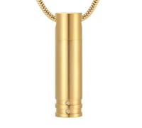 MYPOWER Memorial Urn Pendant for Human/Pet Ashes 316L Stainless Steel Cylinder Keepsake Cremation Jewelry for Men-Gold