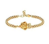 MYPOWER Rose Flower Cremation Bracelet for Ashes for Women Adjustable Link Chain Bangle Memorial Urn Jewelry Loved Ones Keepsake-Golden