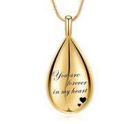 MYPOWER Teardrop Urn Necklace Cremation Jewelry for Ashes Stainless Steel Custom Pendant Keepsake Funeral Memorial Gift for Women Men-Gold