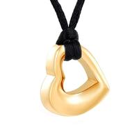 MYPOWER Urn Necklace Romantic Heart Shape Cremation Pet Ashes Holder Stainless Steel Pendant For Women Jewelry-Gold