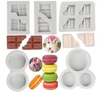 MYPRACS 3D Macaron Hamburger Silicone Mould Milk Chocolate Shape Mould for DIY Cake Decoration Cupcake Topper Candy Resin Clay Candle Set of 5