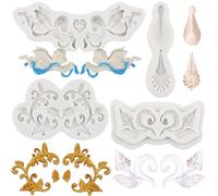 MYPRACS Angel Cupid Fondant Mould Baroque Scroll Relief Curlicues Silicone Mould s for Cake Decoration Cupcake Topper Candy Polymer Clay Gum Paste Set of 4