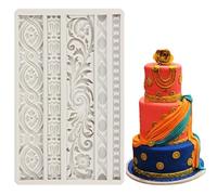 MYPRACS Baroque Scroll Relief Cake Border Silicone Mold Vintage Curlicues Fondant Molds Flower Frame Lace Mould for Cake Decorating Cupcake Topper Candy Chocolate Gum Paste Polymer Clay Set of 1
