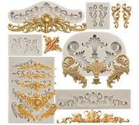 MYPRACS Baroque Style Curlicues Scroll Lace Fondant Silicone Mould Set of 6