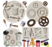 MYPRACS Construction Tools Fondant Mould Hand Tools Silicone Moulds for Cake Decorating Cupcake Topper Candy Sugar Chocolate Gum Paste Set of 4