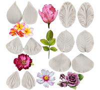 MYPRACS Gumpaste & Fondant Flower Moulds Set of 6 - Rose, Peony, Plumeria, Daisy, Orchid Veining Moulds for Sugar Craft & Cake Decorating