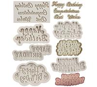 MYPRACS Happy Birthday Silicone Moulds Birthday Alphabet Fondant Silicone Mould Letters Chocolate Moulds for Birthday Party Cake Decorating Cupcake Topper Gum Paste Candy Polymer Clay Set of 6