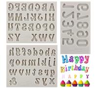 MYPRACS Letter Moulds Chocolate Covered Strawberries Silicone Uppercase Lowercase Alphabet Number Fondant Mould for Cake Decorating Chocolate Candy Cupcake Topper Polymer Clay Set of 4