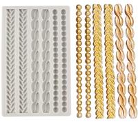 MYPRACS Rope Silicone Mould Pearl Mould Pie Crust Impression Mat Fondant Moulds Rope Border Fondant Braid Mould for Cake Decorating Cupcake Topper Chocolate Gum Paste Candy Polymer Clay Set of 1