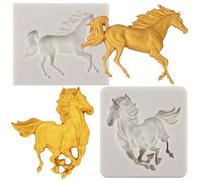 MYPRACS Running Horse Silicone Mould Horse Fondant Moulds for Cake Decorating Cupcake Topper Candy Chocolate Gum Paste Polymer Clay Set of 2