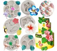 MYPRACS Tropical Leaf Silicone Mould Tropical Flower Fondant Mould Set of 6