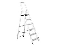 MYPRO Aluminium Step Ladder - 6 Step Folding Ladder - Non-Slip Surface Hand Rails - Heavy Duty - Anti-slip steps -Strong - Lightweight -Portable - Closed Height 1970 mm Platform Height 1190 mm