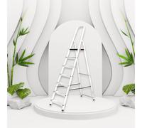 MYPRO Aluminium Step Ladder - 7 Step Folding Ladder - Non-Slip Surface Hand Rails - Heavy Duty - Anti-slip steps -Strong - Lightweight -Portable - Closed Height 2170 mm Platform Height 1400 mm