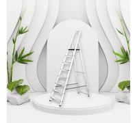 MYPRO Aluminium Step Ladder - 8 Step Folding Ladder - Non-Slip Surface Hand Rails - Heavy Duty - Anti-slip steps -Strong - Lightweight -Portable - Closed Height 2400 mm Platform Height 1620 mm