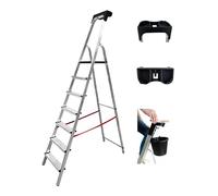 MYPRO ® PREMIUM LINE Aluminium Step Ladder, Lightweight,Portable, Heavy Duty Platform Steps, 3 4 5 6 7 8 Step, EN131 Certified, 150KG Capacity, Ideal for Trade & DIY (7-Step & Tool Tray)