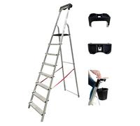MYPRO ® PREMIUM LINE Aluminium Step Ladder, Lightweight,Portable, Heavy Duty Platform Steps, 3 4 5 6 7 8 Step, EN131 Certified, 150KG Capacity, Ideal for Trade & DIY (8-Step & Tool Tray)