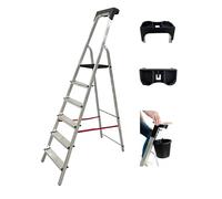 MYPRO ® PREMIUM LINE Aluminium Step Ladder, Lightweight,Portable, Heavy Duty Platform Steps, 3 4 5 6 7 8 Step, EN131 Certified, 150KG Capacity, Ideal for Trade & DIY (6-Step & Tool Tray)