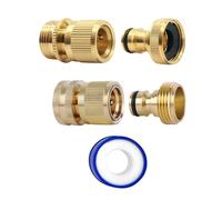 MYPURECORE 2 Pairs Garden Hose Quick Connect Set | 3/4 Inch Solid Brass Hose Fittings with PTFE Tape | Male & Female Adapters for Car Wash, Garden Irrigation, Outdoor Tap & More