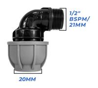 Mypurecore 20mm Mdpe Elbow Compression Adapter With 1/2 Inch Bsp Male Thread