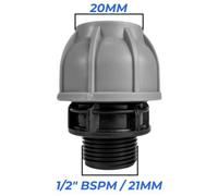 Mypurecore 20mm Mdpe Straight Compression Adapter With 1/2 Inch Bsp Male Thread