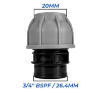 Mypurecore 20mm Mdpe Straight Compression Adapter With 3/4 Inch Bsp Female Thread