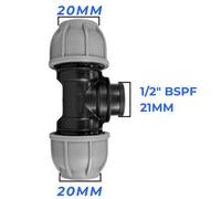 Mypurecore 20mm Mdpe Tee Compression Adapter With 1/2 Inch Bsp Female Thread