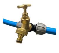 Mypurecore 20mm Mdpe Tee With Brass Bib Tapand Click Connector- Outdoor Water Access Fitting