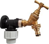 Mypurecore 20mm Mdpe Wall Plate With Brass Click Lock Tap For Outdoor Water Supply