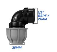 Mypurecore 25mm Mdpe Elbow Compression Adapter With 1/2 Inch Bsp Female Thread