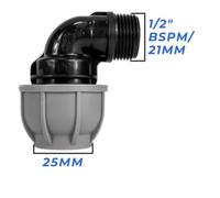 Mypurecore 25mm Mdpe Elbow Compression Adapter With 1/2 Inch Bsp Male Thread