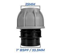 Mypurecore 25mm Mdpe Straight Compression Adapter With 1-Inch Bsp Female Thread