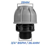 Mypurecore 25mm Mdpe Straight Compression Adapter With 3/4 Inch Bsp Male Thread