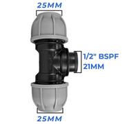 Mypurecore 25mm Mdpe Tee Compression Adapter With 1/2 Inch Bsp Female Thread