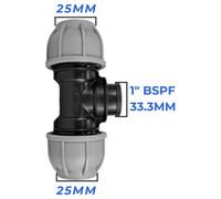 Mypurecore 25mm Mdpe Tee Compression Adapter With 1 Inch Bsp Female Thread