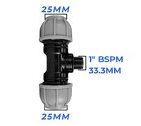 Mypurecore 25mm Mdpe Tee Compression Adapter With 1 Inch Bsp Male Thread