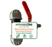 Mypurecore 25mm Mdpe Tee-Off With Full Flow Metal Valve And Universal Hose Connector